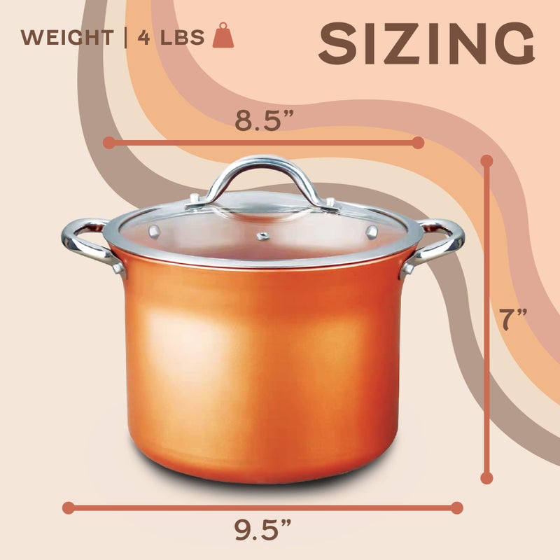 Concord Cookware كونكورد 7 QT وعاء طهي نحاسي غير لاصق من سلسلة كوبر-راميك (متوافق مع الحث) - Image 2